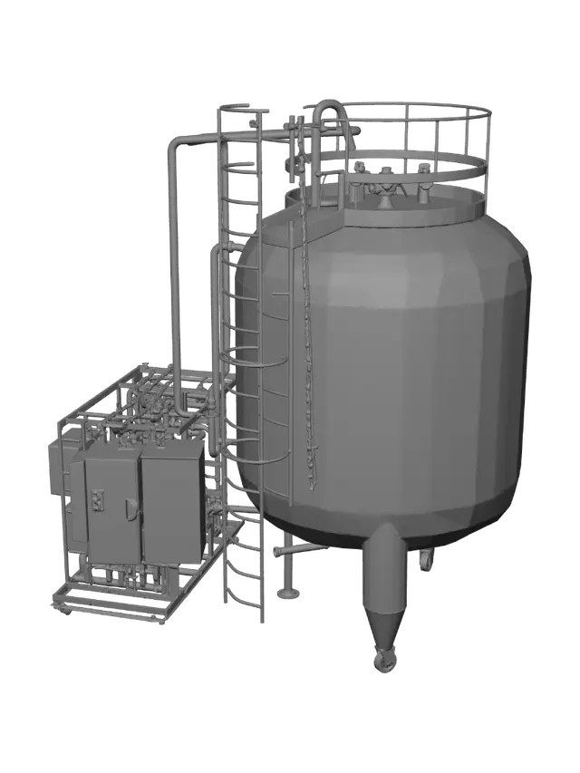 3D model for Skid-mounted stainless steel processing tank