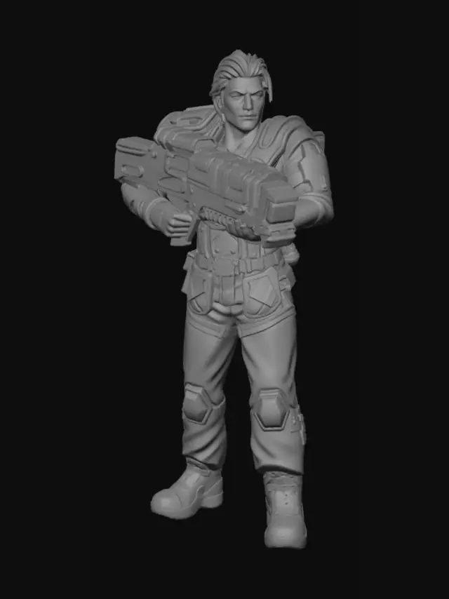 3D model for Futuristic Soldier with Neon Cannon