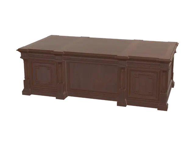 Classical Carved Office Desk - Fluted 3D model, vytvořený pomocí AI