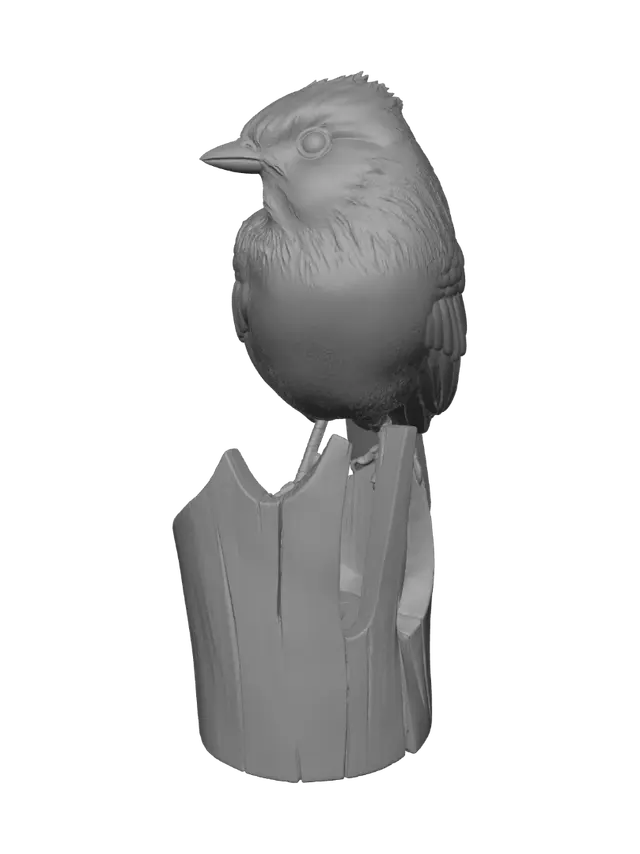 3D model for Sparrow on a Wooden Post