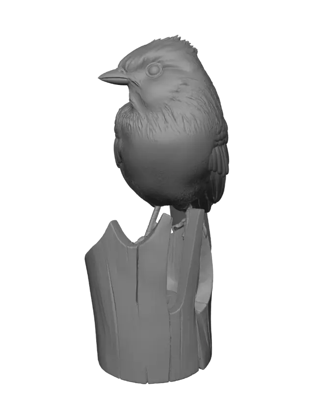 3D model for Sparrow on a Wooden Post