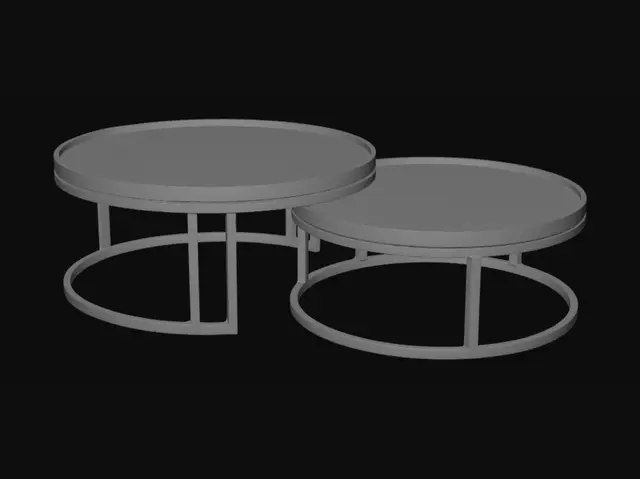 3D model for Overlapping Walnut Round Coffee Tables