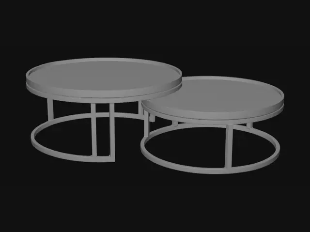 3D model for Overlapping Walnut Round Coffee Tables