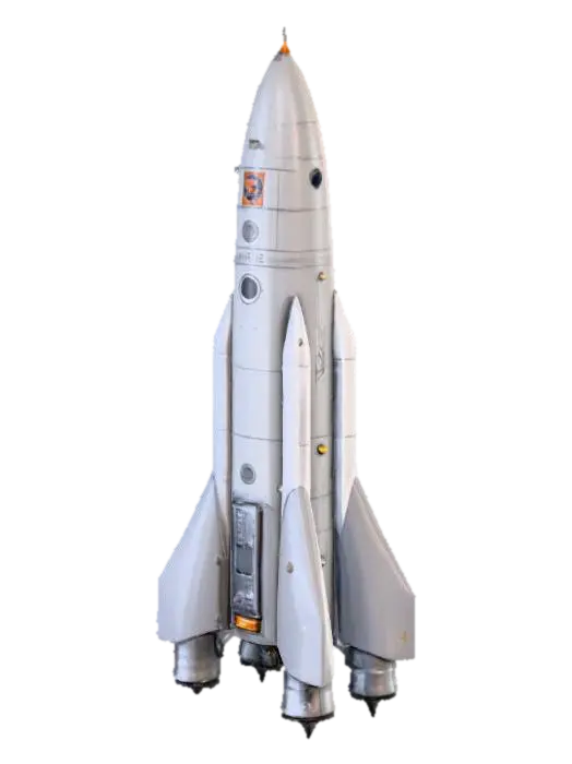 "Highly detailed 3D model of a futuristic space rocket, optimized for real-time… - Shuttle 3D model, vytvořený pomocí AI