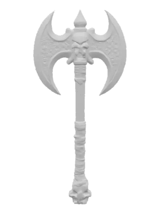 3D model for Fantasy barbarian's axe.  Decorated with skulls and demonic runes.  