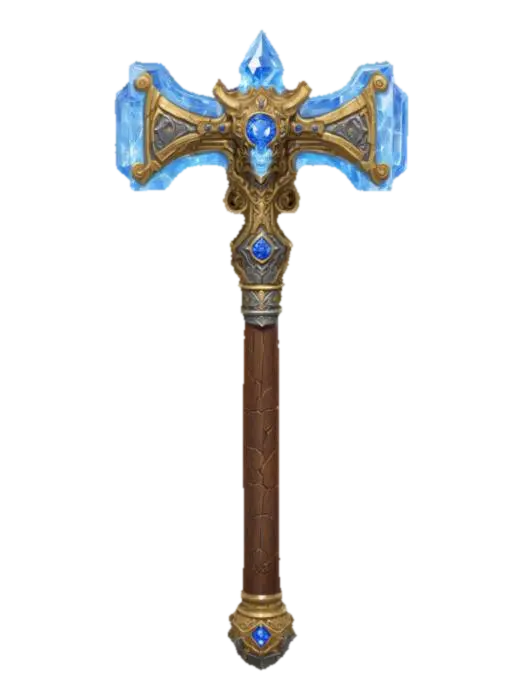 A large ornate Warhammer of a paladin worshiping a thunder god. The hammer is… - Sapphire 3D model, vytvořený pomocí AI