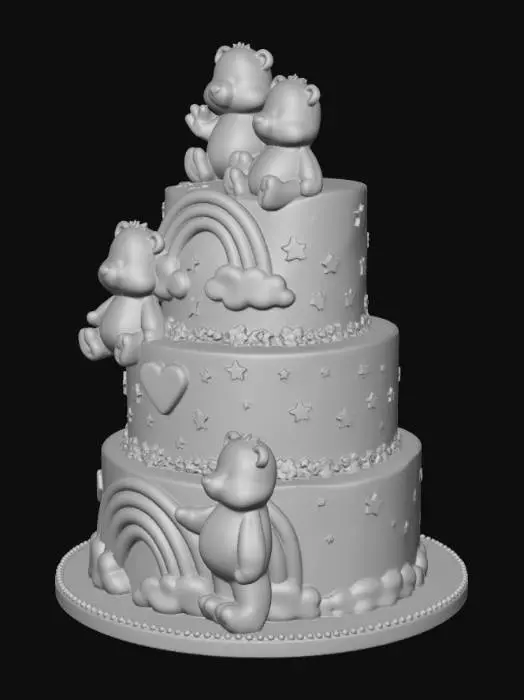 3D model for Pastel Rainbow Bear Cake