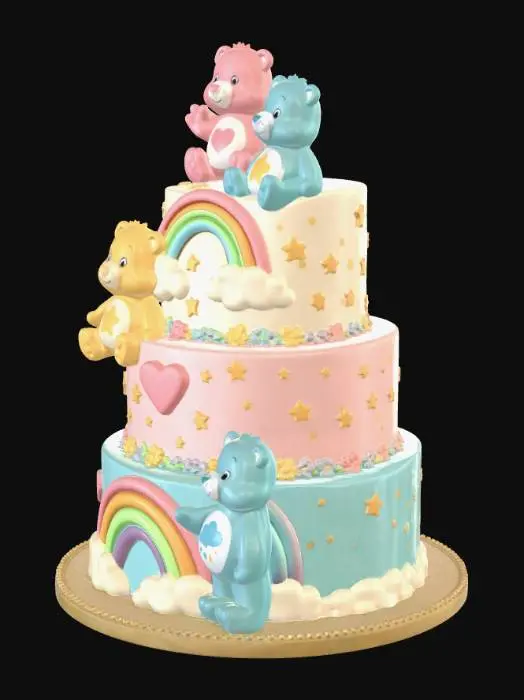 3D model for Pastel Rainbow Bear Cake