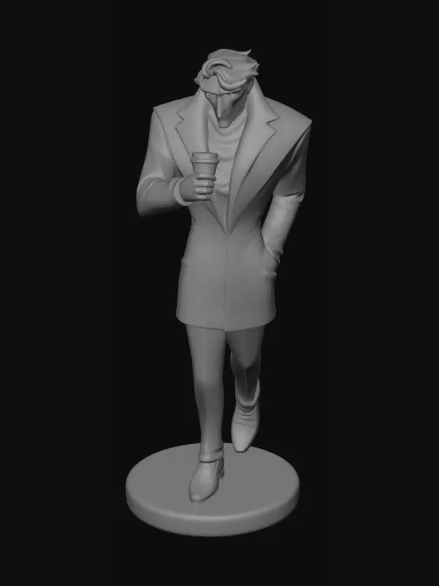 3D model for Blue Gentleman with Coffee
