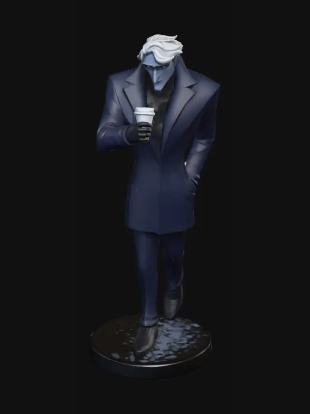 3D model for Blue Gentleman with Coffee