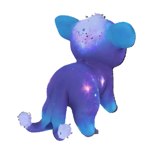 Cute, kawaii, mystical beast, cosmic theme, for legged beast, animal, - Fourlegged 3D model, vytvořený pomocí AI