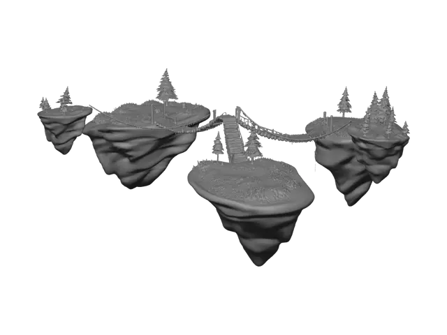 3D model for Rope Bridge Across Floating Islands
