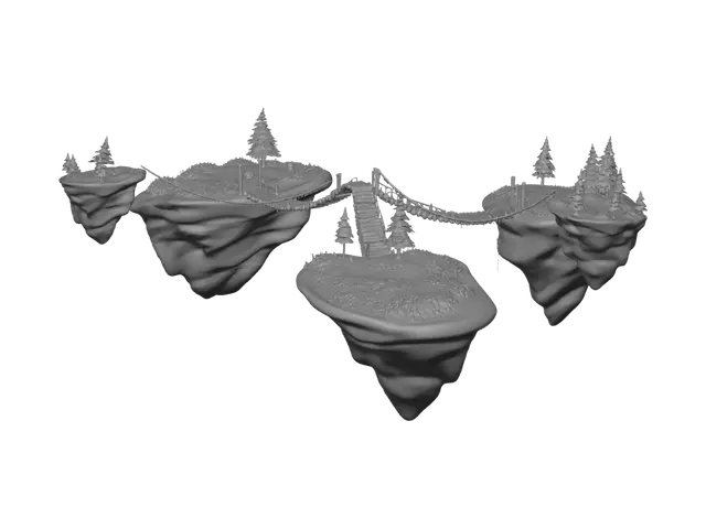 3D model for Rope Bridge Across Floating Islands