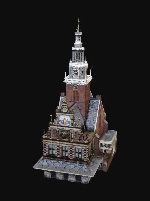 3D model for please make a 3d model of de waag in alkmaar, use these images as your reference, please make it as exact as possible including  the central tower and detailing on the facade as shown
