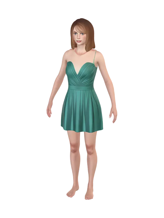 Skirted Girl - Clipart 3D model, vytvořený pomocí AI