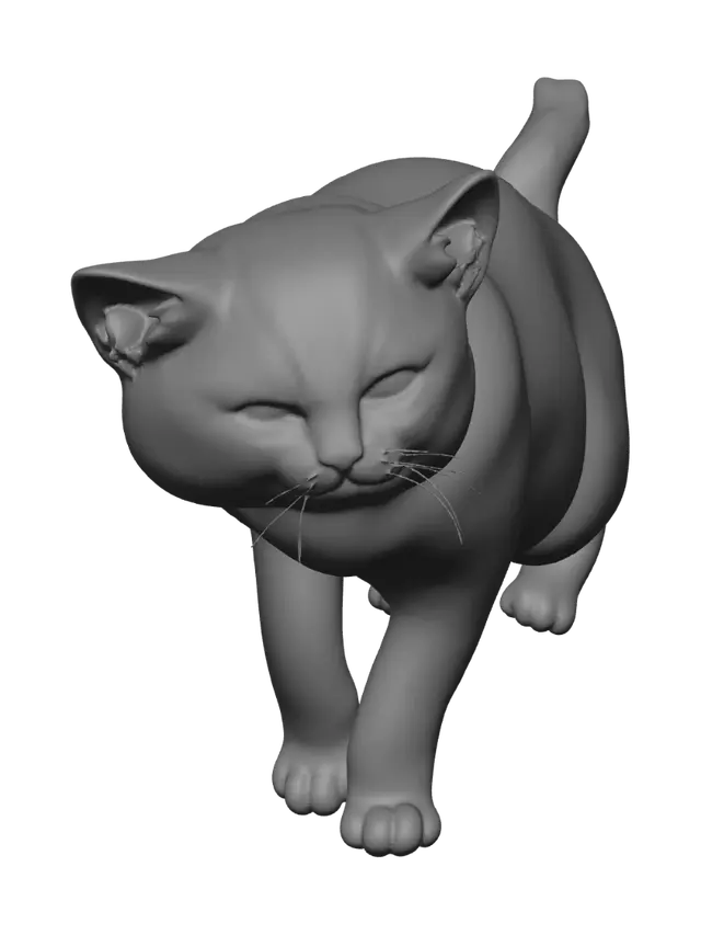 3D model for Curious White Cat in a Modern Living Room