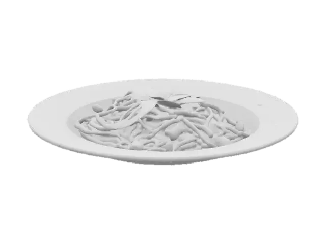 3D model for ultra realistic serving spaghetti on a white plate