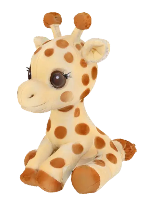 Cute, small stuffed giraffe with a long neck, soft spots, and tiny ossicones. Light… 3D model, vytvořený pomocí AI