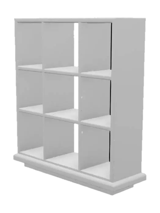 3D model for generate a medium tones wooden 9 cube shelf
