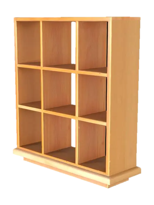 3D model for generate a medium tones wooden 9 cube shelf