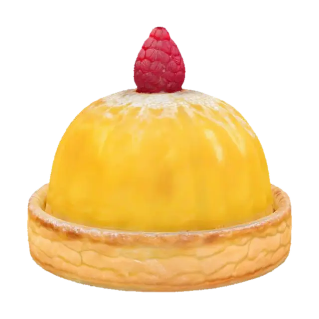 Raspberry Citrine Tart 3D model, vytvořený pomocí AI