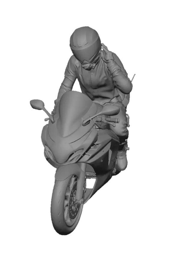 3D model for Neon Rider on a Blue Suzuki GSX-R