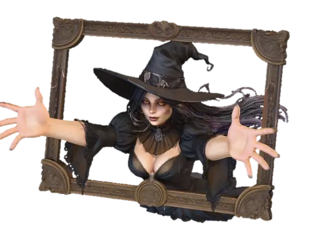 Witch's Frame, #Halloween2025# - Animegirl 3D model, vytvořený pomocí AI