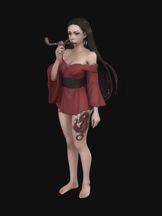 3D model for Dragon Lady in Red