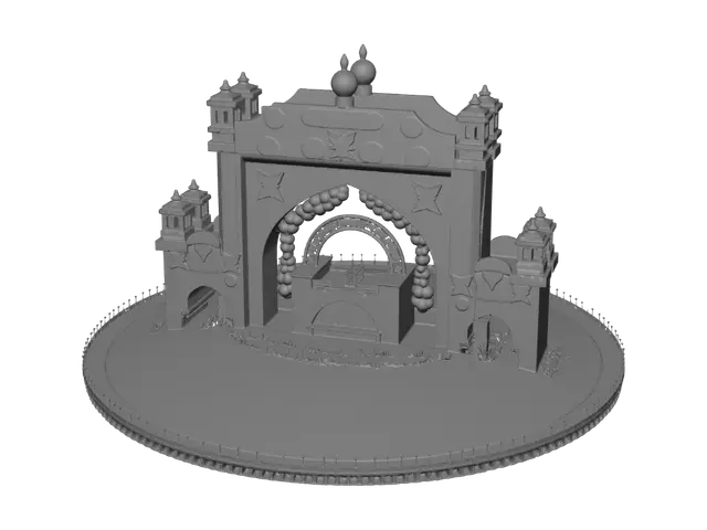 3D model for Red Arch Gate with Towers