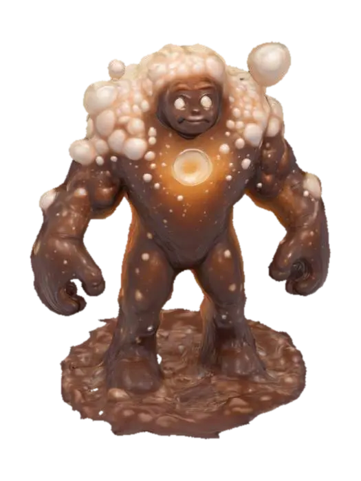 Bubbly Chocolate Colossus 3D model, vytvořený pomocí AI