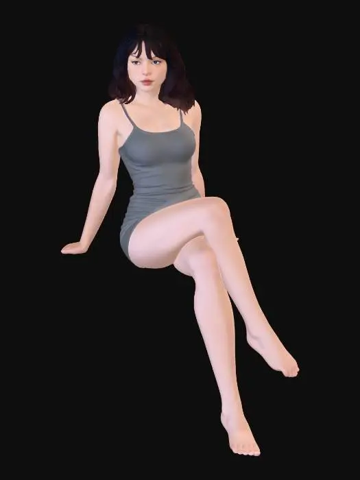 3D model for Grey Serenity on a Neutral Sofa