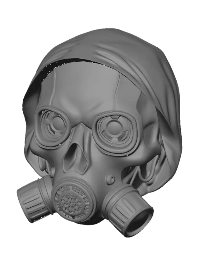 3D model for Green Hooded Gas Mask Skull