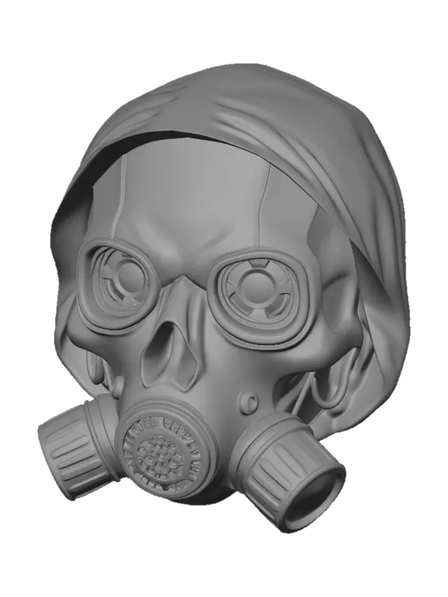 3D model for Green Hooded Gas Mask Skull