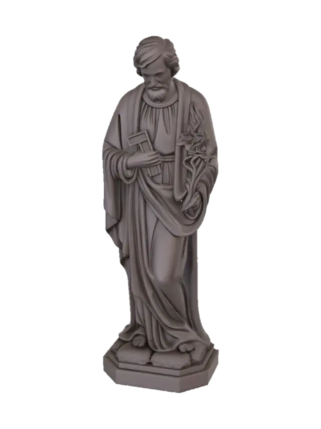 Saint Joseph with Lily 3D model, vytvořený pomocí AI
