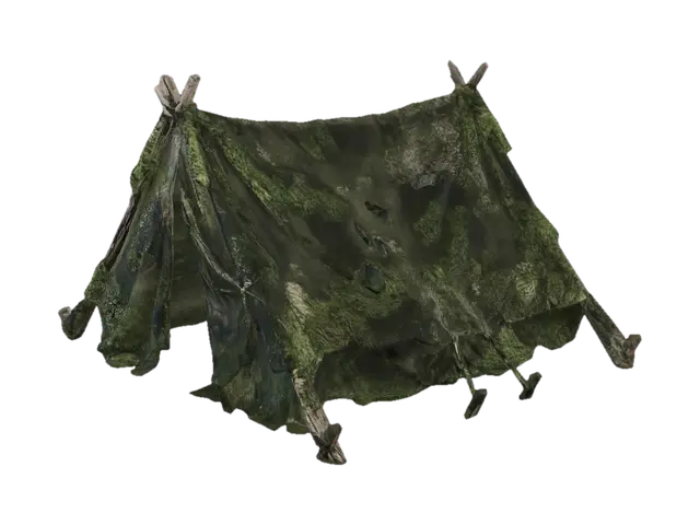 Dirty_mossy_tent - Deserted 3D model, vytvořený pomocí AI