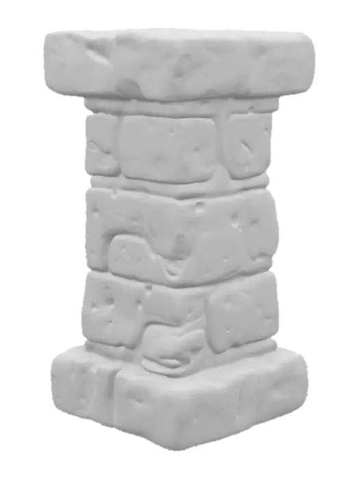 3D model for Cartoon-style pillar made of fieldstone, uneven rocks, hand-painted, fantasy style