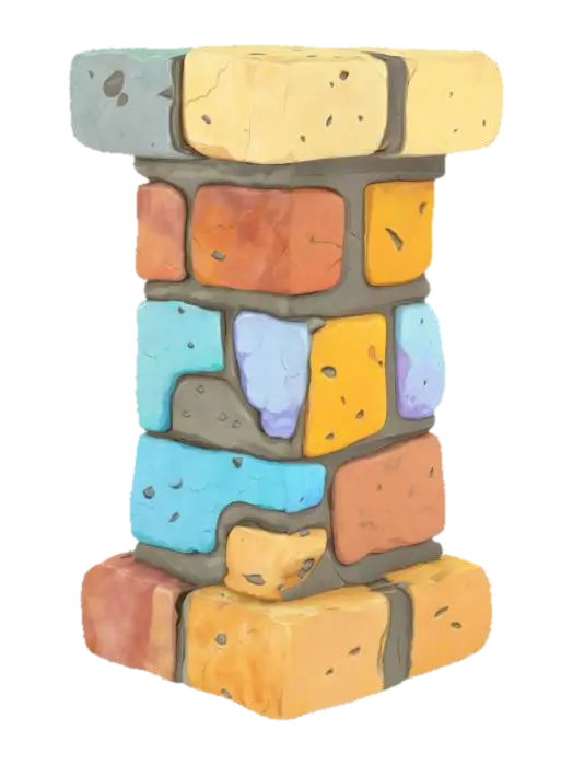 3D model for Cartoon-style pillar made of fieldstone, uneven rocks, hand-painted, fantasy style