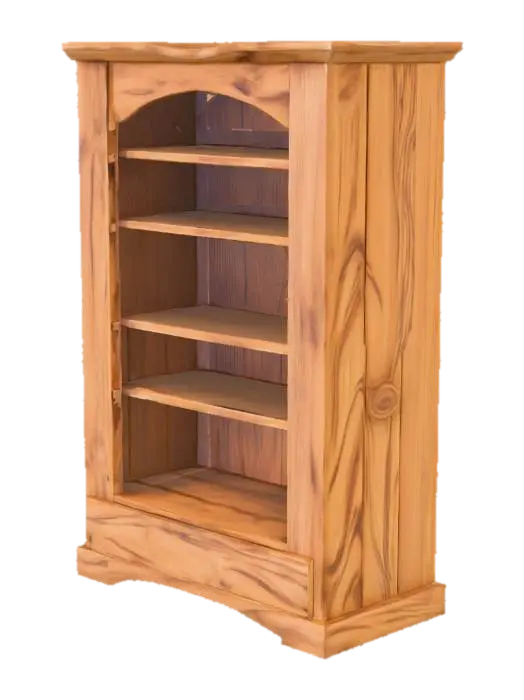 A stylized wooden bookcase with a simple yet charming design. Made of thick,… - Shelves 3D model, vytvořený pomocí AI
