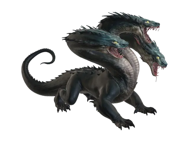 Tricephalon the Abyssal Hydra - Fantasyworld 3D model, vytvořený pomocí AI