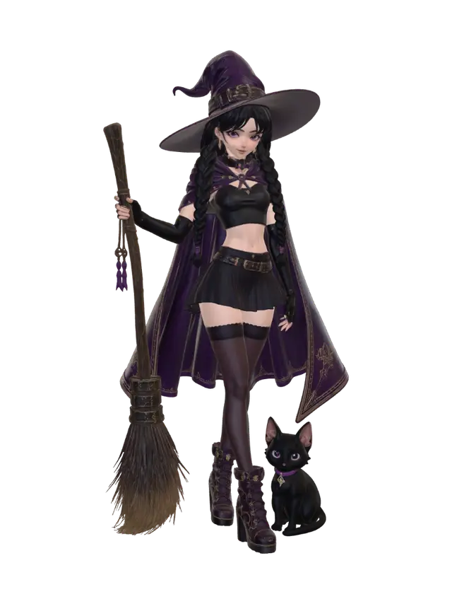 Twilight Witch 3D model, vytvořený pomocí AI