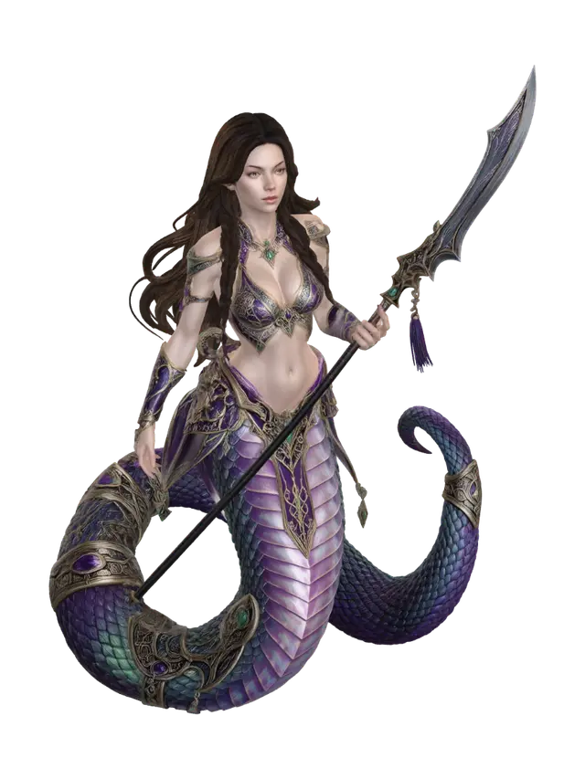 Serpentbound Warrior AI 생성 3D 모델