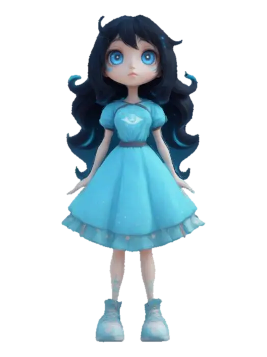 attractive female humanoid, full body, stylized, toon shader - Zodiac 3D model, vytvořený pomocí AI