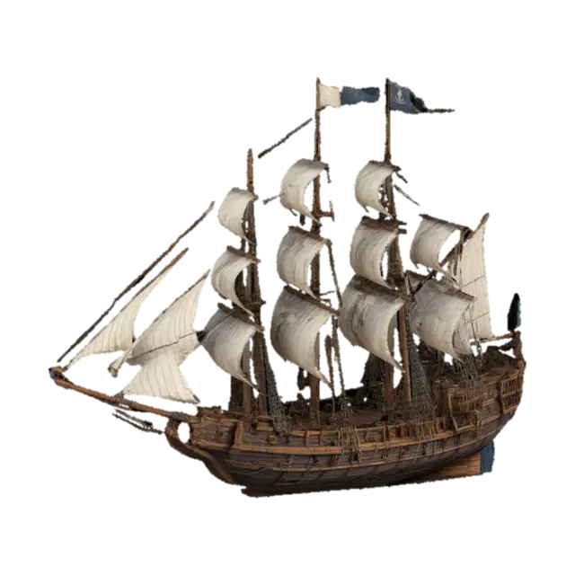 a highdetailed, stylized caravel ship - Sailor 3D model, vytvořený pomocí AI