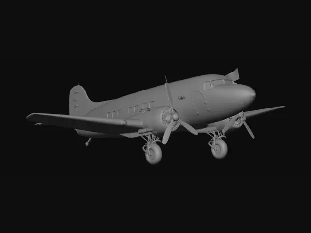 3D model for American Flag on a Vintage Warplane