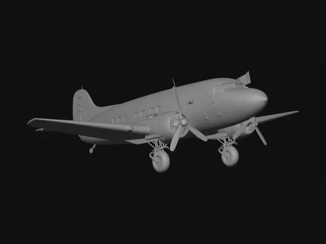 3D model for American Flag on a Vintage Warplane