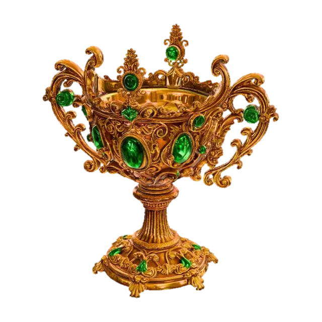 Ornate ceremonial chalice, highly detailed, symmetrical design. Large deep bowl… - Artifacts 3D model, vytvořený pomocí AI