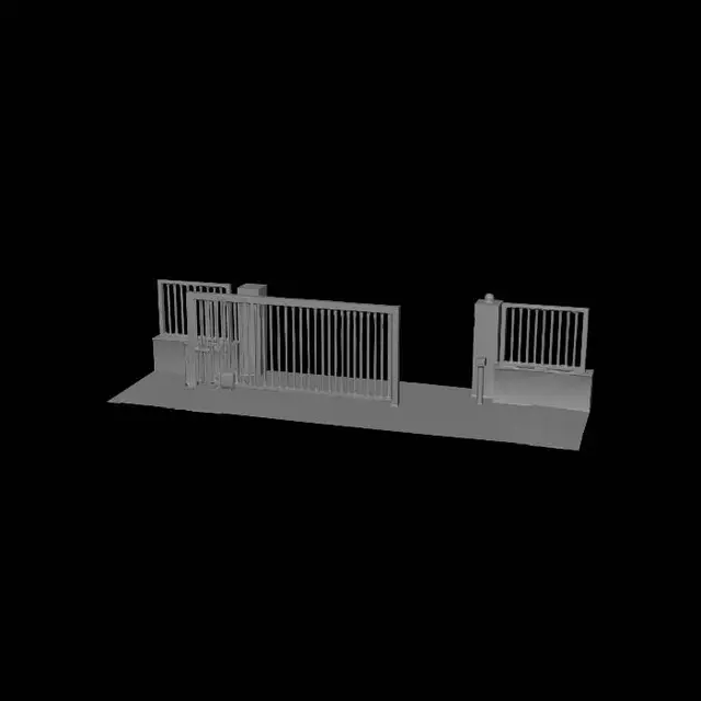 3D model for Gated Entrance with Pillars and Signage