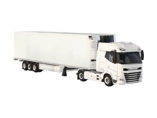 3D model for White Semi Truck with Trailer