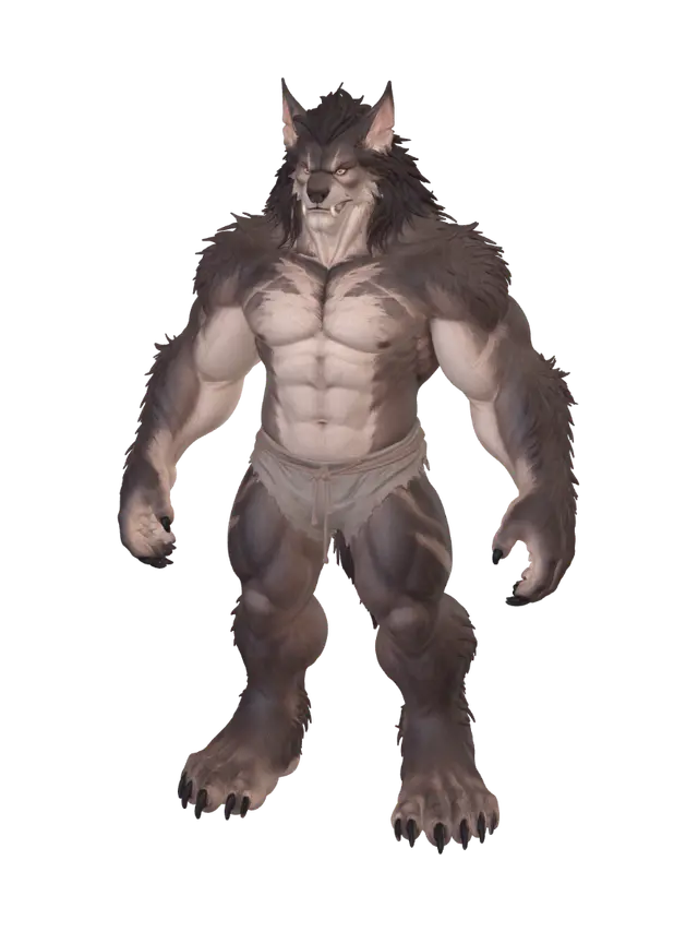 Lycanthrope, Skinwalker, Werewolf - Darkbrown 3D model, vytvořený pomocí AI