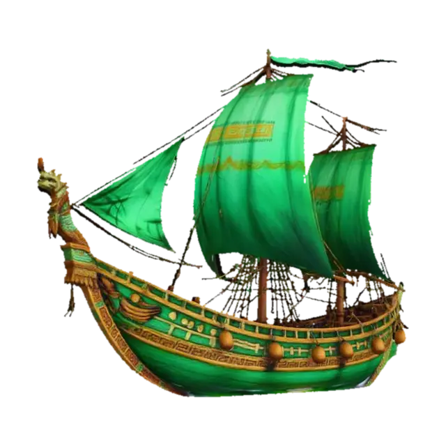 Emerald Dragon Ship - The 3D model, vytvořený pomocí AI